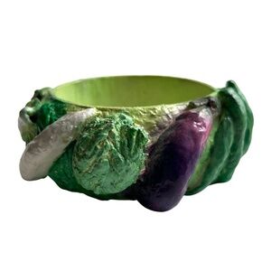 Unusual Papier Mache Vegetable Bangle Bracelet